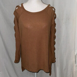 brown She + Sky lattice sleeve top size small